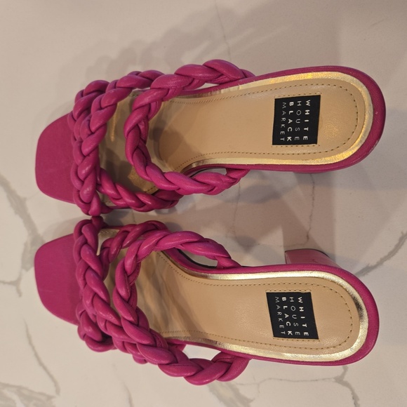 White House Black Market Adalynn Braided Block Heel Mule Sandals Pink Size 8 - Picture 8 of 10